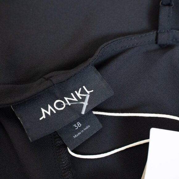 Monki Tiered Midi Dress Cowl Neck Black Y2K EU 38 - Picture 7 of 11